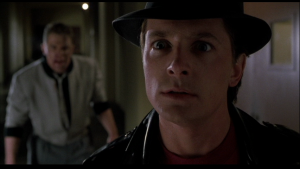 Screenshot from Back to the Future II with Marty and Biff