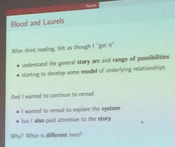 A slide about Blood and Laurels. Click to show contents in plaintext.